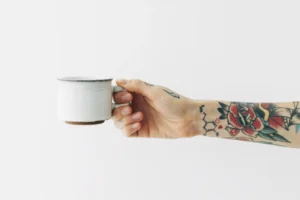 A cup of milk for remove a tattoo